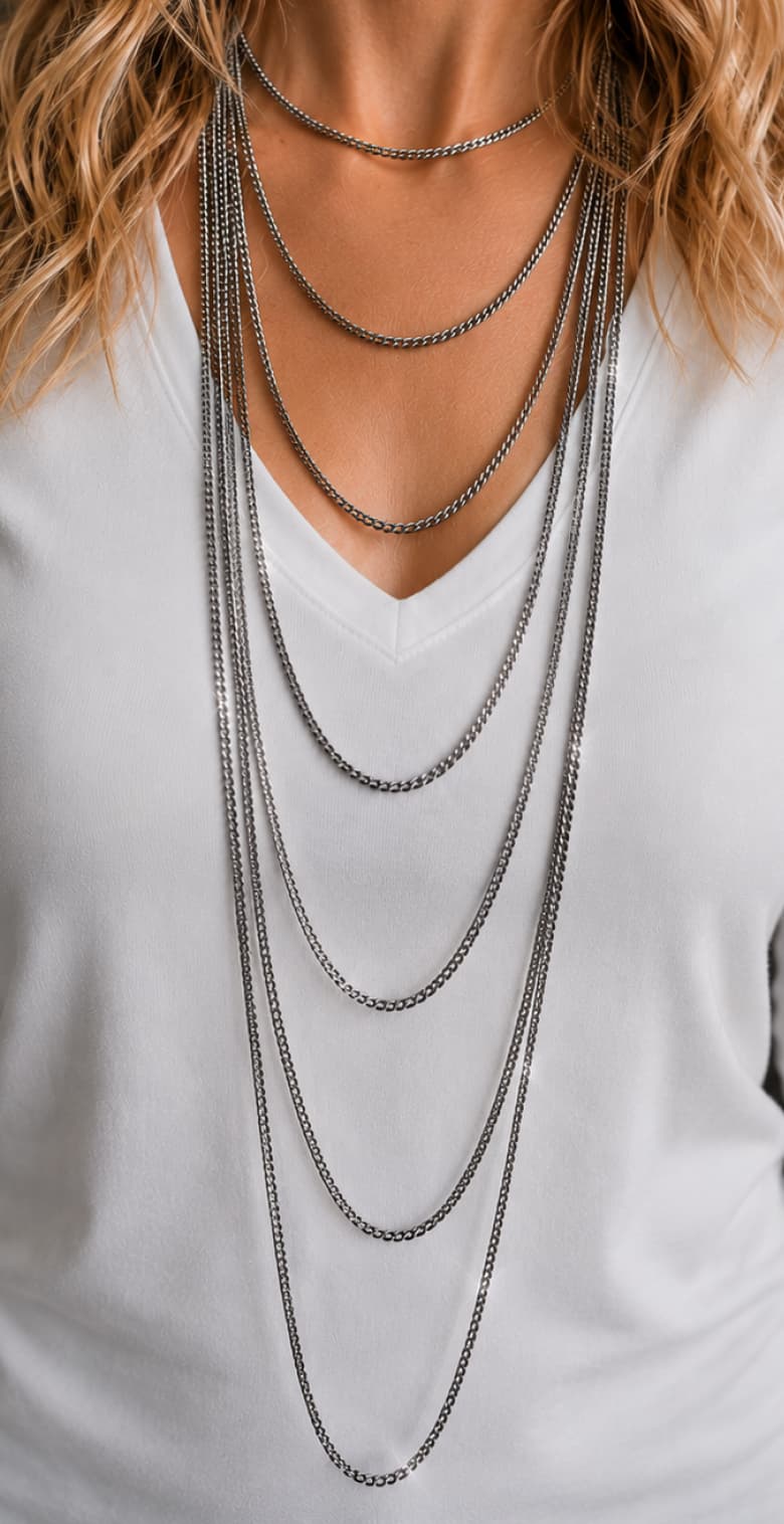 Slim diamond cut chain glossy silver